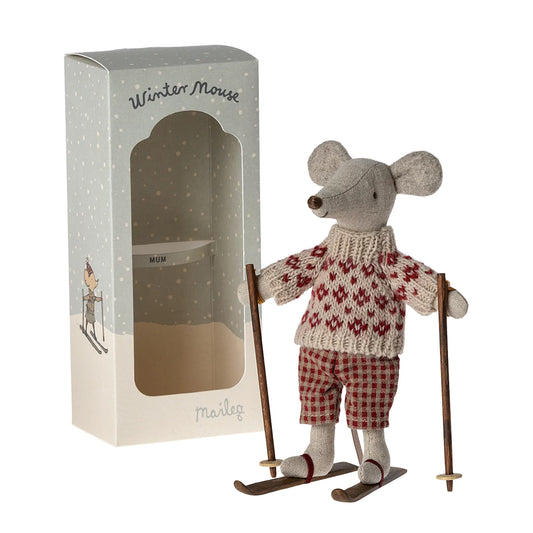 Maileg | Winter Mouse with Skis - Mum