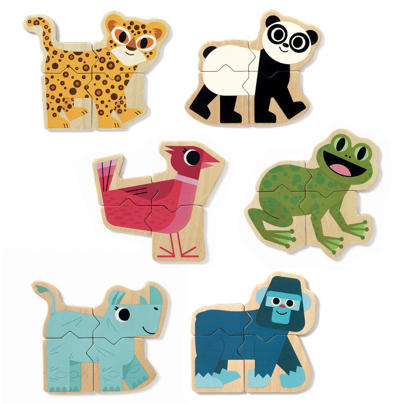 Djeco | 24pc Wooden Magnet Mixanimo Animal Set