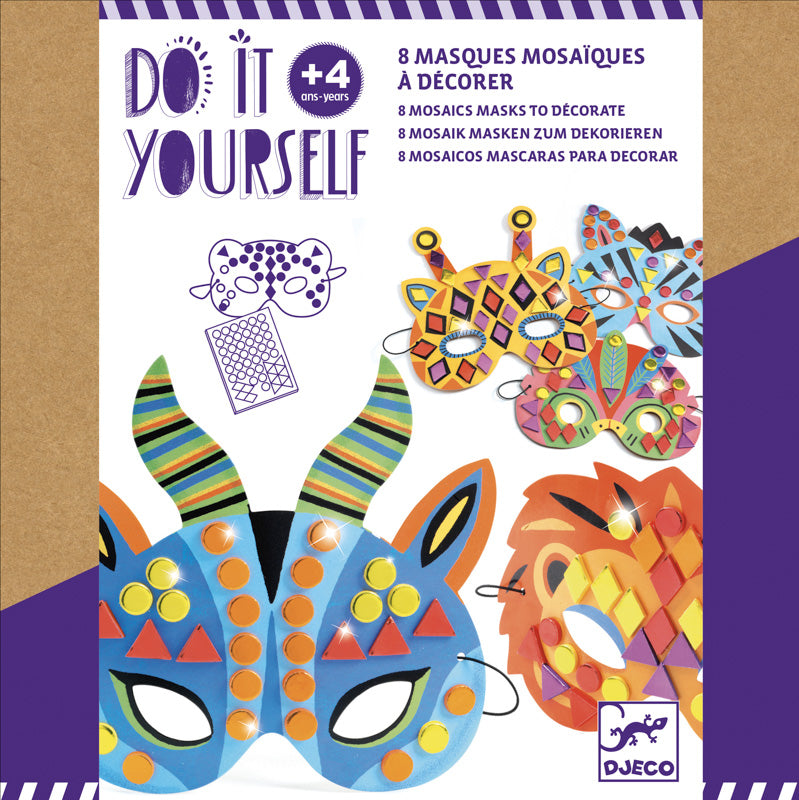 Djeco | Do It Yourself Jungle Animal Masks (Sticker Mosaics)