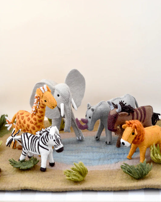 Tara Treasures | Felt Safari Animal Toy Set (6pc)