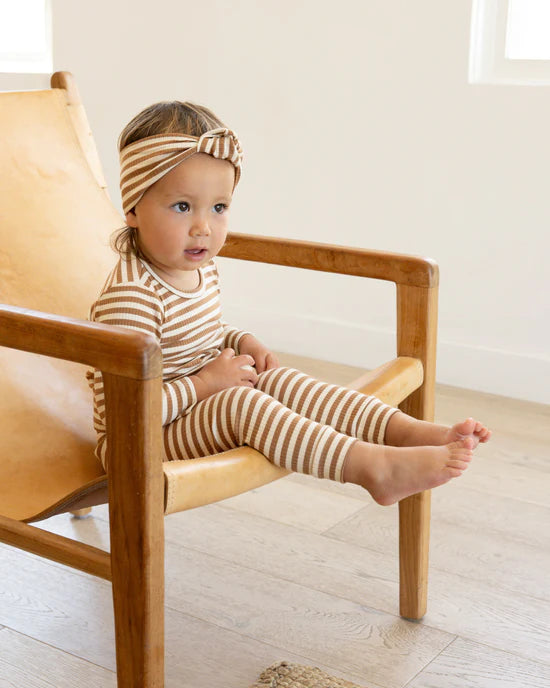 Quincy Mae | Ribbed Tee and Legging Set - Cinnamon Stripe