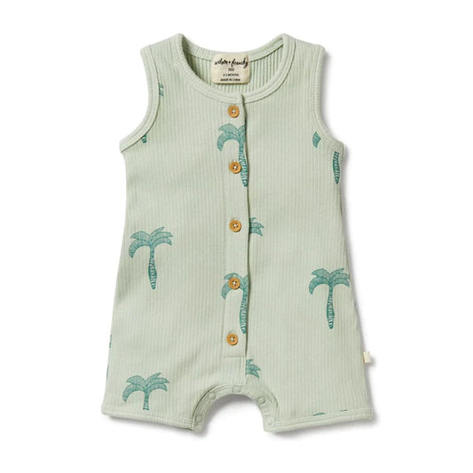 Wilson + Frenchy | Organic Rib Growsuit - Palm Tree