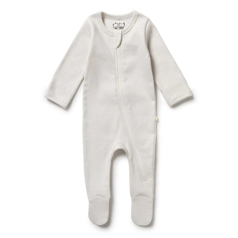 Wilson + Frenchy | Organic Stripe Rib Zipsuit w/ feet (various)