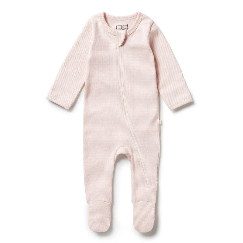 Wilson + Frenchy | Organic Stripe Rib Zipsuit w/ feet (various)