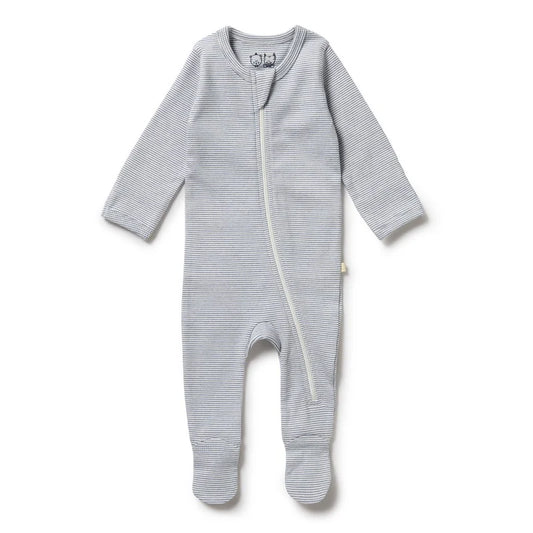 Wilson + Frenchy | Organic Stripe Rib Zipsuit w/ feet (various)