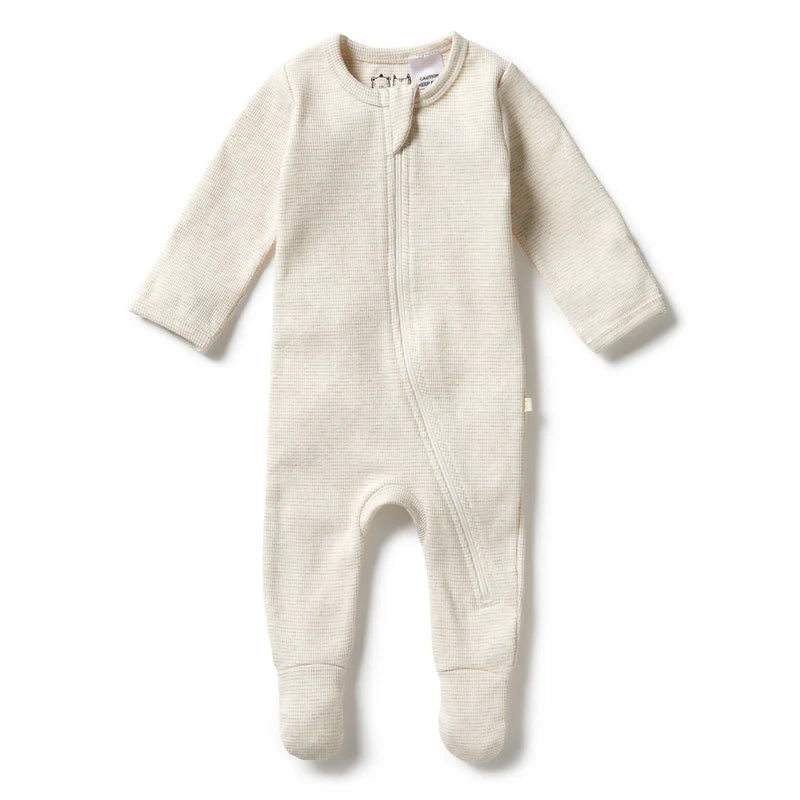 Wilson + Frenchy | Organic Stripe Rib Zipsuit w/ feet (various)