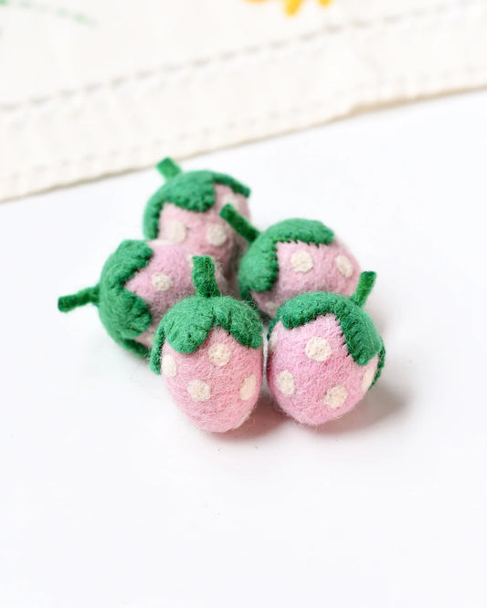 Tara Treasures | Felt Strawberries 5pc (Pink)