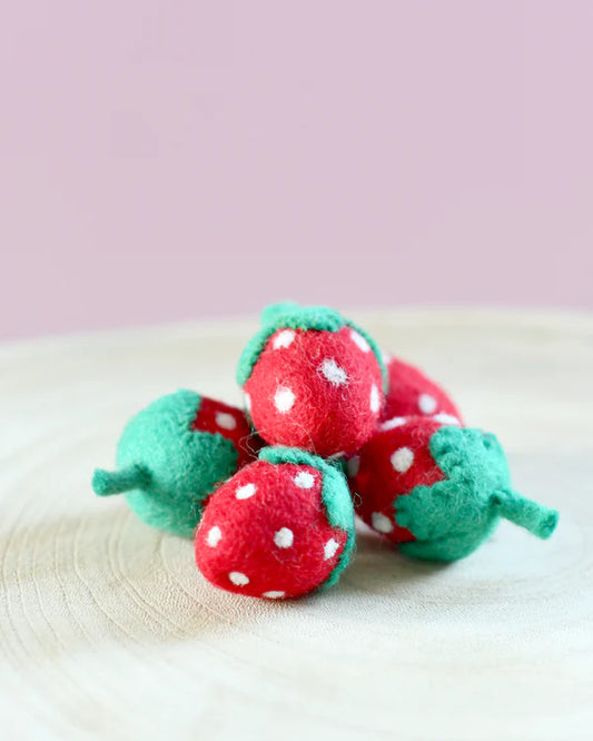 Tara Treasures | Felt Strawberries 5pc (Red)