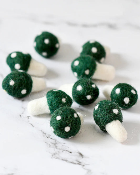 Tara Treasures | Loose Parts Play - Felt Green Mushrooms 10pc