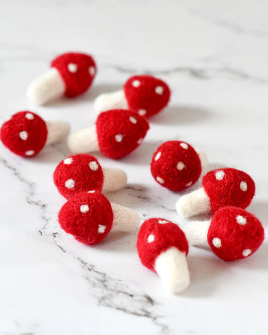 Tara Treasures | Loose Parts Play - Felt Red Mushrooms 10pc