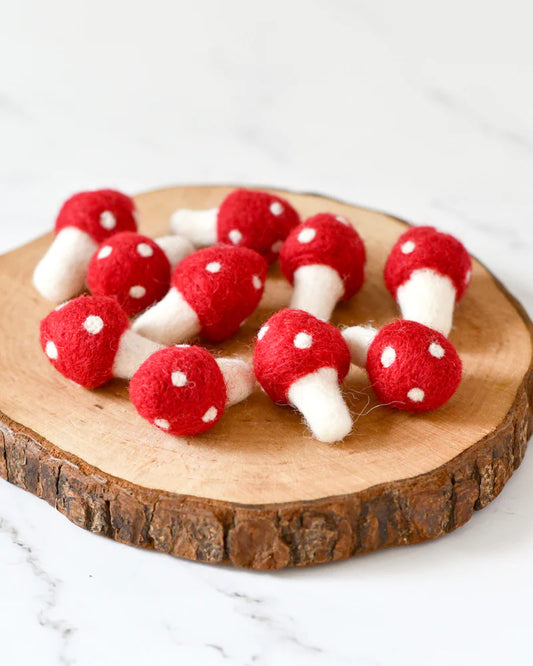 Tara Treasures | Loose Parts Play - Felt Red Mushrooms 10pc