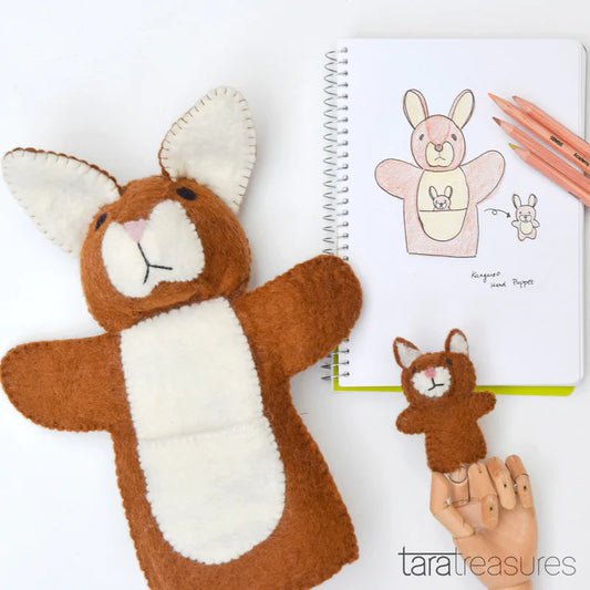 Tara Treasures | Hand Puppet - Kangaroo with Joey